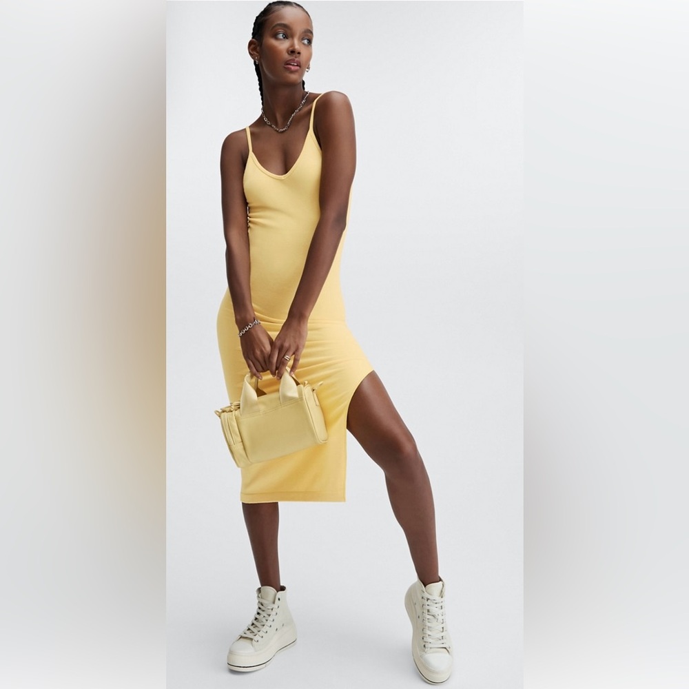 Fabletics Yellow Sleeveless Midi Dress
